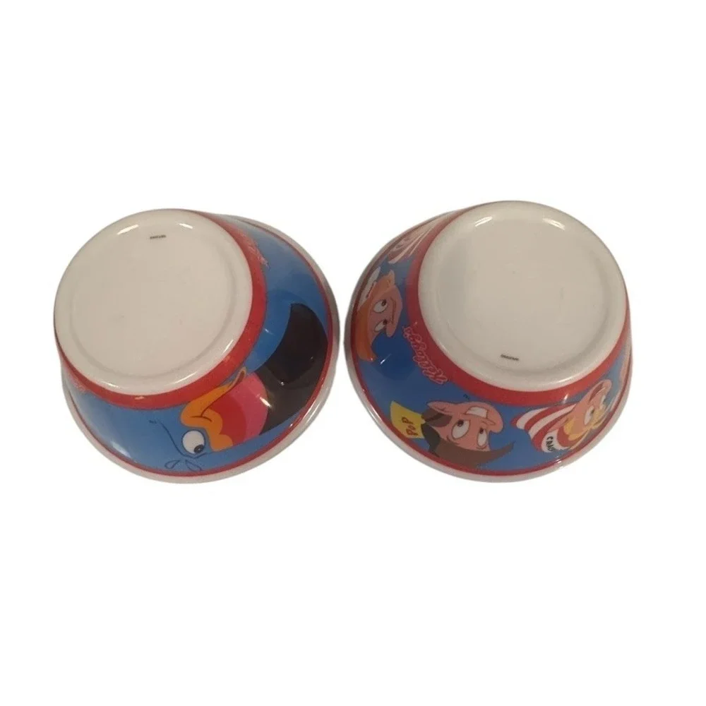 2 Kelloggs Cereal Bowls Rice, Crispies, Snap Crackle Pop Froot Loops Two Can Sam